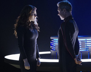 "Hostile Takeover" -- Kara goes toe-to-toe with Astra when her aunt challenges Kara's beliefs about her mother, on SUPERGIRL, Monday, Dec. 14 (8:00-9:00 PM, ET/PT) on the CBS Television Network. Pictured left to right: Laura Benanti and Chris Vance Photo: Monty Brinton/CBS ÃÂ©2015 CBS Broadcasting, Inc. All Rights Reserved