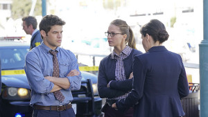 "Childish Things" -- Kara (Melissa Benoist, center) does her best to support Winn (Jeremy Jordan, left) when his father, the supervillain Toyman, breaks out of prison and seeks out his son for unknown reasons, on SUPERGIRL, Monday, Jan. 18 (8:00-9:00 PM, ET/PT) on the CBS Television Network.  Also pictured: Emma Caulfield (right) Photo: Monty Brinton/CBS ÃÂ©2015 CBS Broadcasting, Inc. All Rights Reserved